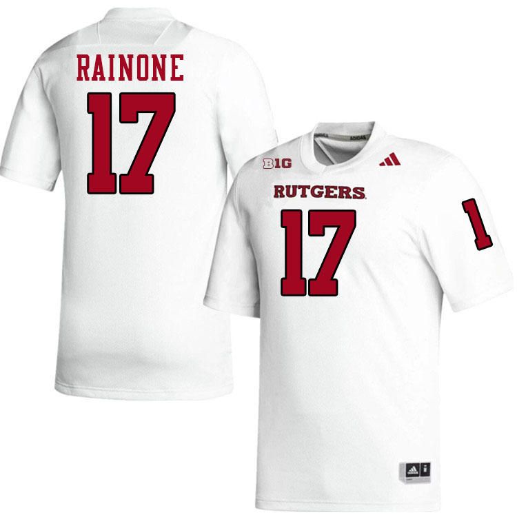 Rutgers Scarlet Knights #17 Rocco Rainone College Football Jerseys Stitched-White
